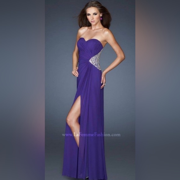 Women’s Sparkly Purple Long Prom Dress - Picture 4 of 4